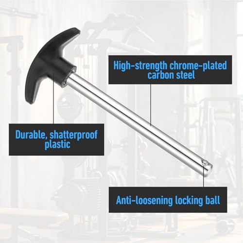 2PCS Gym Weight Stack Pin, Drop Set Gympin Tensile 3/8" Diameter 4.4" Locking Space Weight Lifting Machine Pins Replacement Universal Home Gym Exercise Machine Parts & Accessories